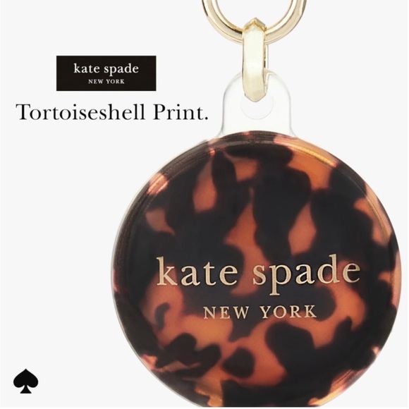 Kate Spade AirTag Holder/Keychain Tortoiseshell with Gold Ring Clip NIB - Picture 3 of 8